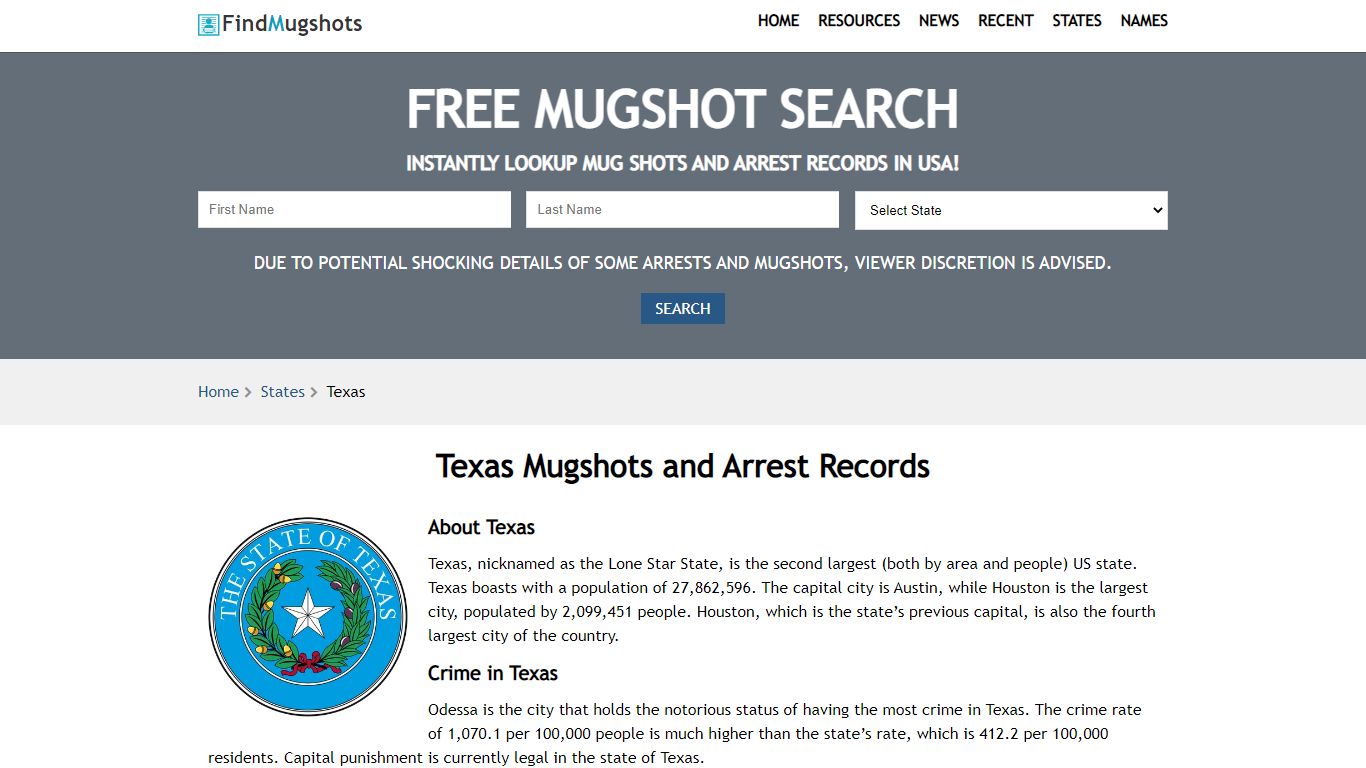 Find Texas Mugshots - Find Mugshots